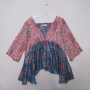 Anthropologie Floreat Top Small Valo Velvet Silk Burnout Romantic Coquette Flowy